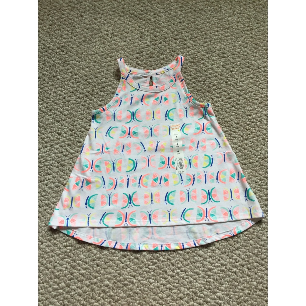 Jumping Beans Girls Butterfly Lemon Print Tank Top Size 4